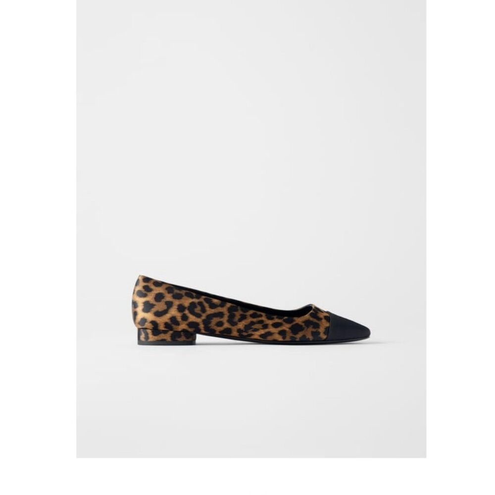 Zara Animal Print Cap Toe Ballet Flats, 7.5 - New with Tags!